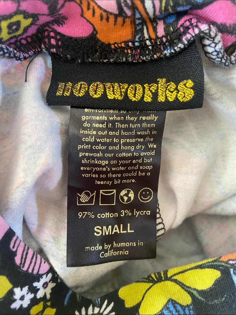 Nooworks Mushroom Toadstool Psychedelic Black Leggings S GUC - Picture 5 of 6